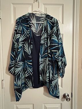 Notations Tropical Leaf Duster in Navy & Teal